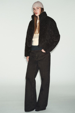 ZARA АНОРАК ИЗ ИСКУССТВЕННОГО МЕХА С ТЕРМОИЗОЛЯЦИЕЙ, КОРИЧНЕВЫЙ