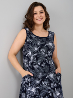 Платье П-012/чернобелый-гибискус