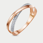 Кольцо женское из розового золота 585 пробы с фианитами (арт. 1104216)