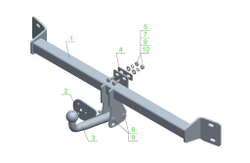 Фаркоп на Mitsubishi Galant седан/хетчбек 2004-2012. Необходима подрезка бампера. Тип шара: A. Нагрузки: 750/50 кг, MI 17