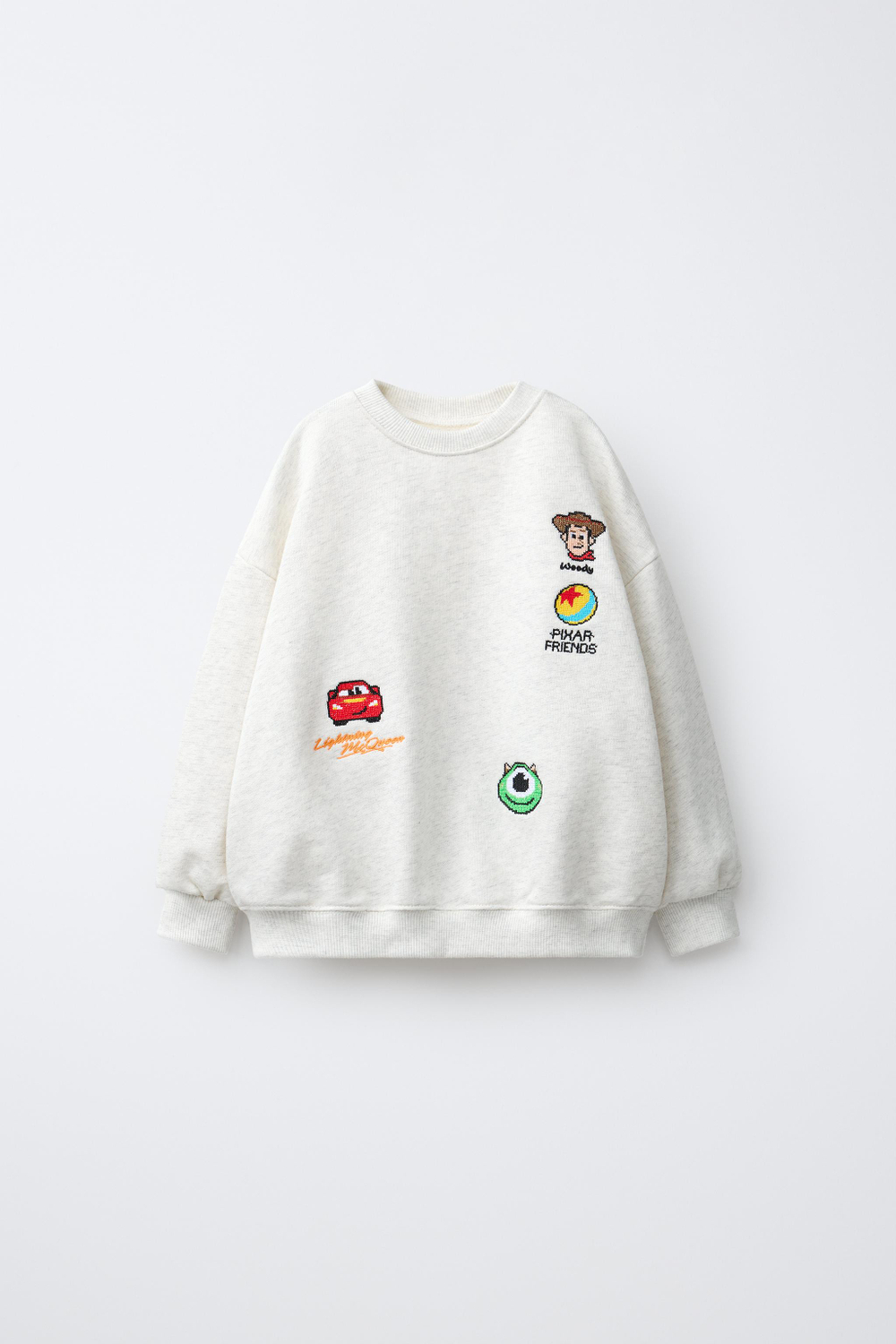ZARA ТОЛСТОВКА С ВЫШИВКОЙ © DISNEY PIXAR, СЕРЫЙ МЕЛАНЖ