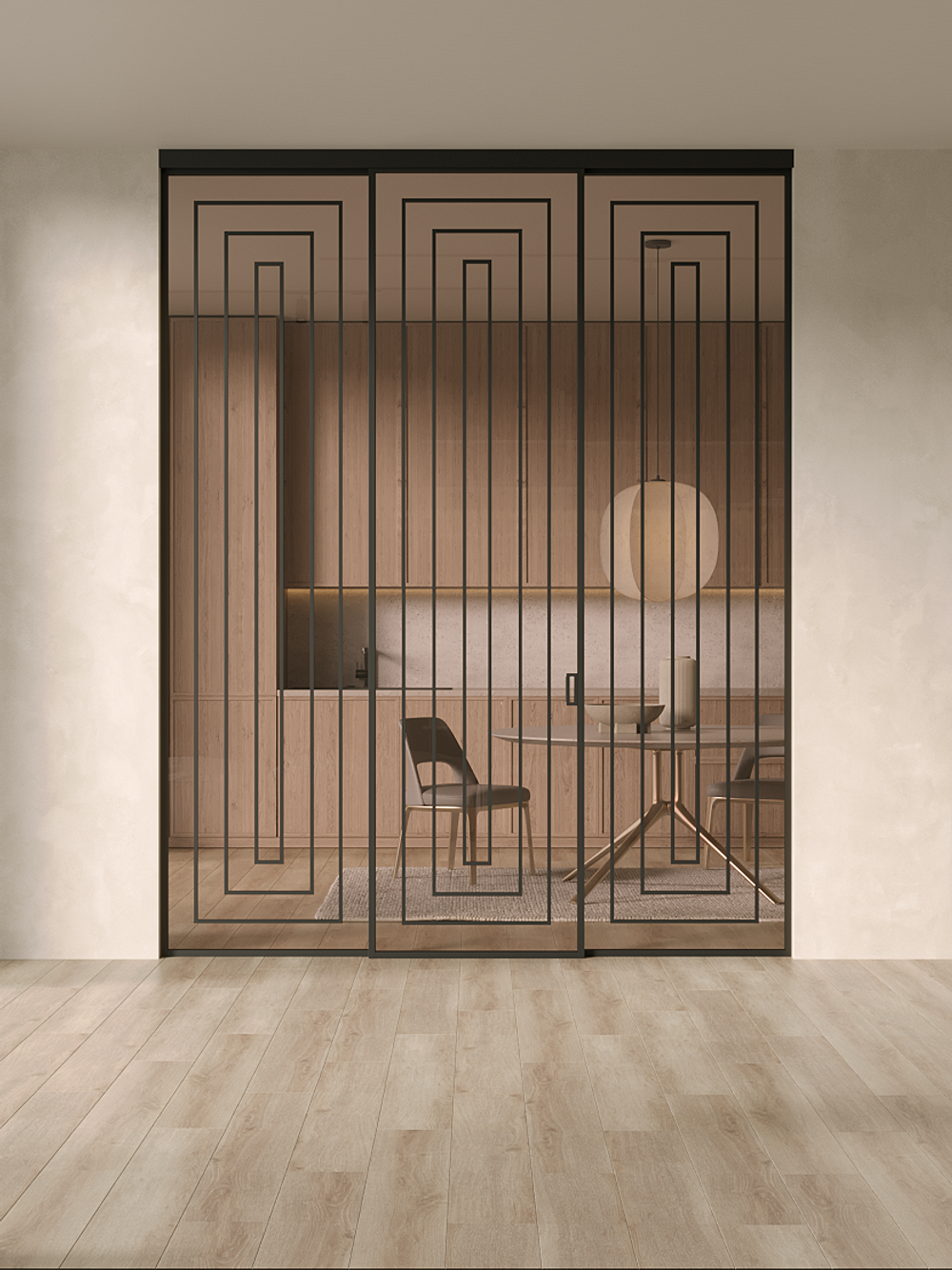Раздвижная алюминиевая перегородка Minoli Split 19