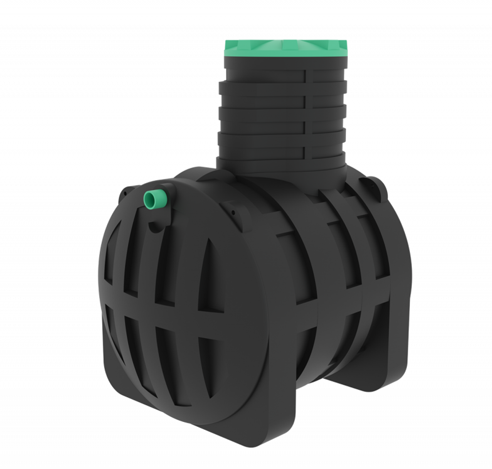 Септик переливной Мультпласт Термит Профи+ 3,0 S 3000 л. горизонтальный / 1200 л. в сутки / 5-6 чел. / самотечный сброс (1700x1500x2370см;138кг;черный) - арт.555457