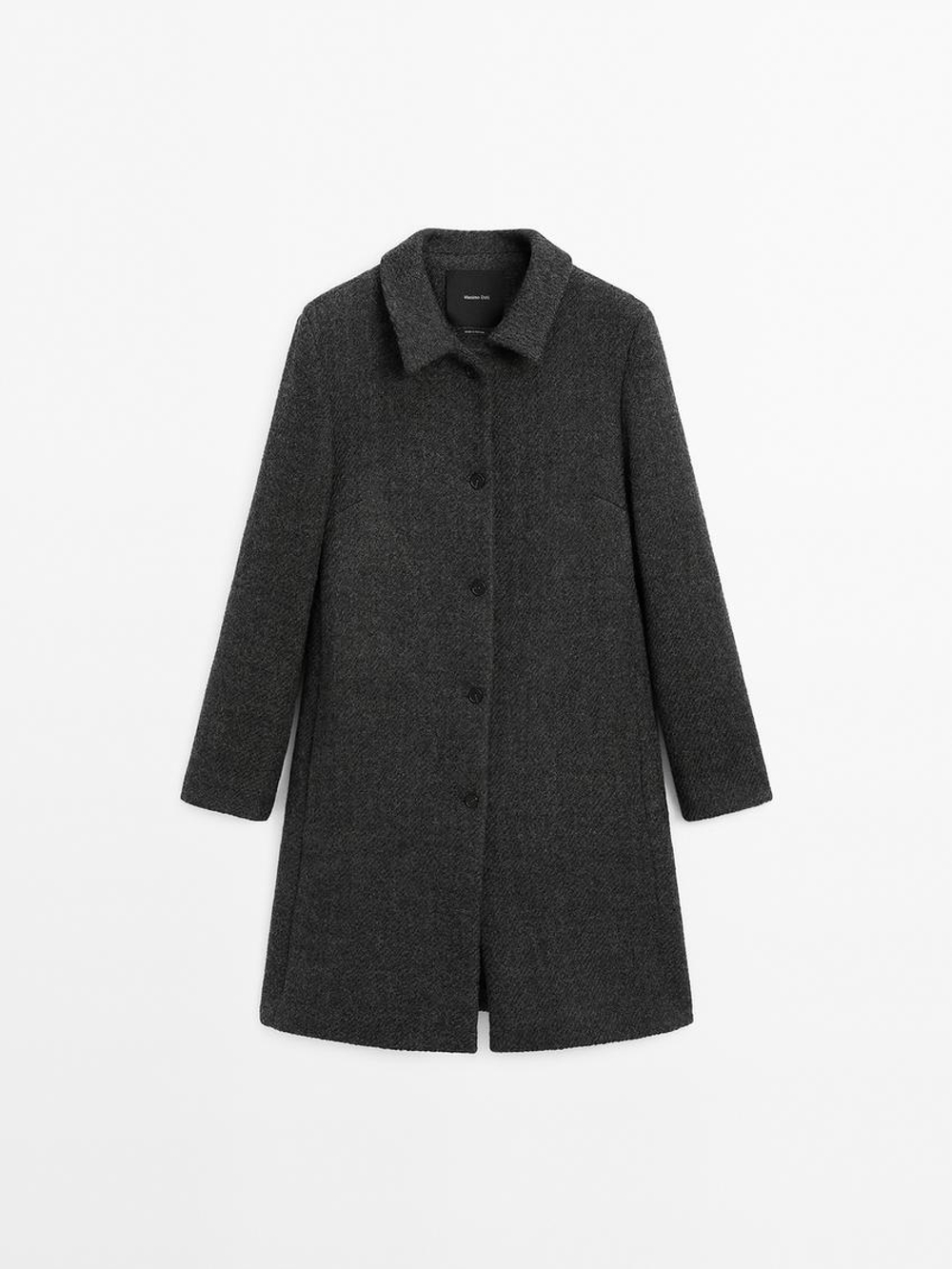 Massimo Dutti Длинное пальто из смесовой шерсти, серый