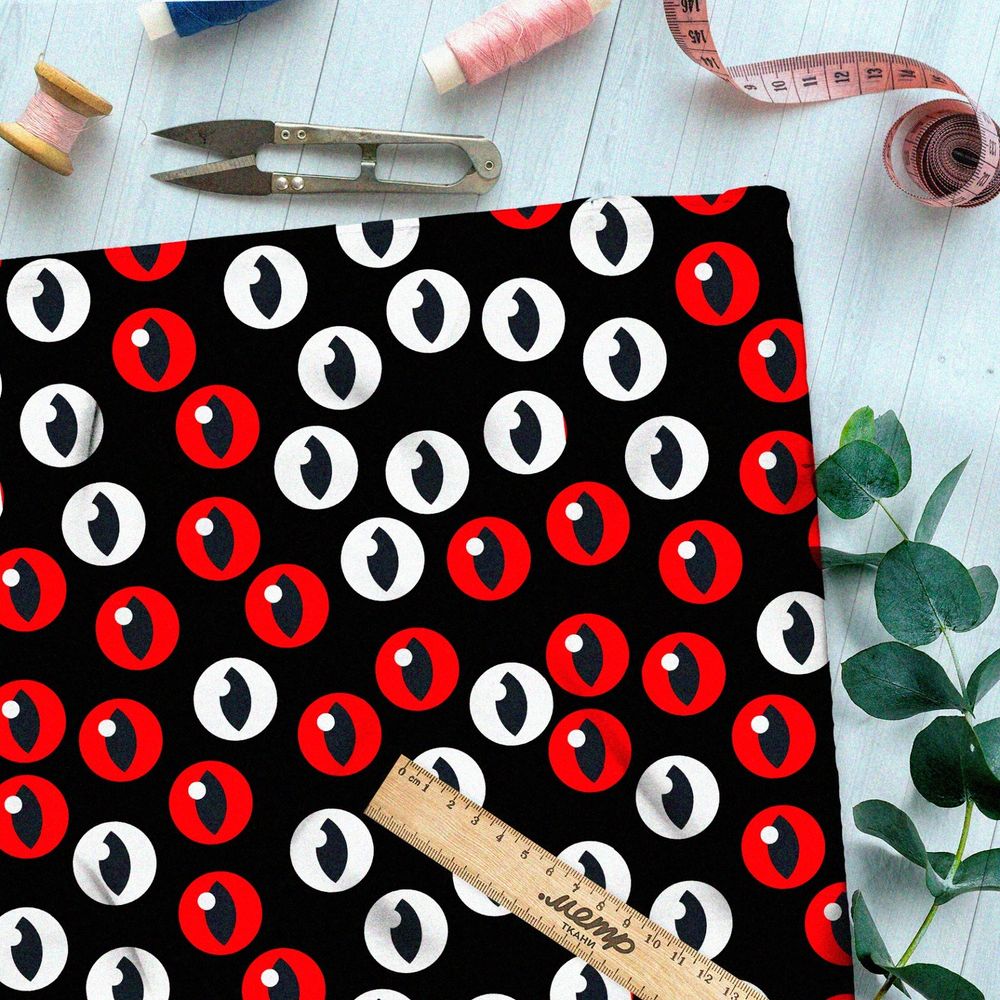 Ткань флис белые и красные глаза с узким зрачком