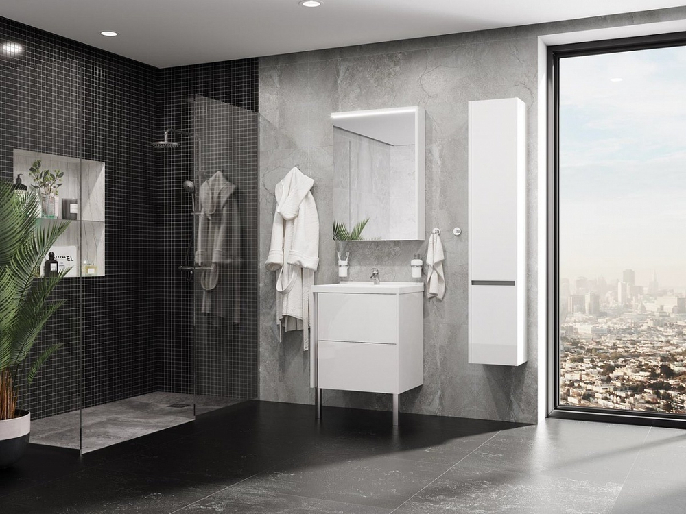 Пенал подвесной Акватон Стоун правая, белая