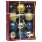 Новогодние шары «Волшебный вальс» 8 см (набор 12 шт), Сапфир/Золото