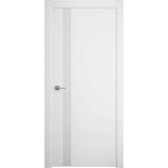 Фото межкомнатная дверь эмаль Albero Геометрия 5 белая стекло белое