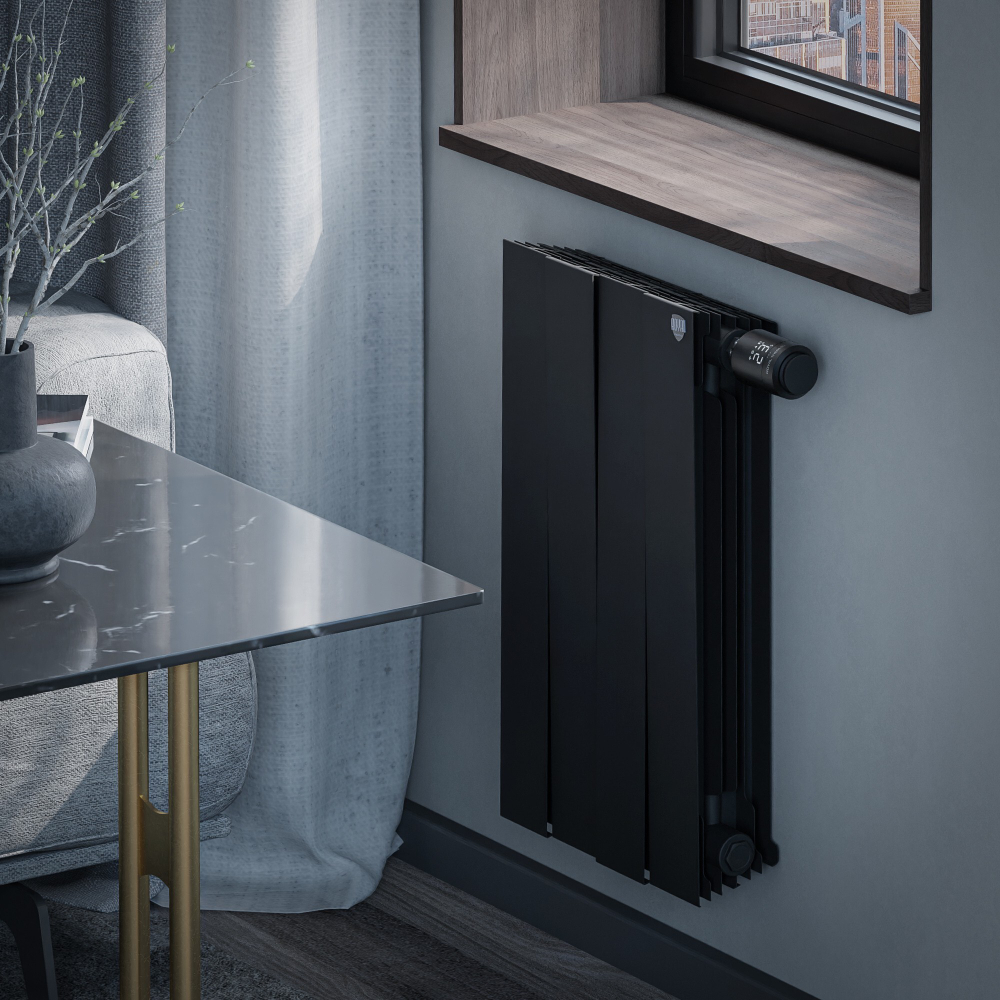 Радиатор биметаллический Royal Thermo PianoForte 500 Noir Sable 4 секции VDR (нижнее правое подключение)