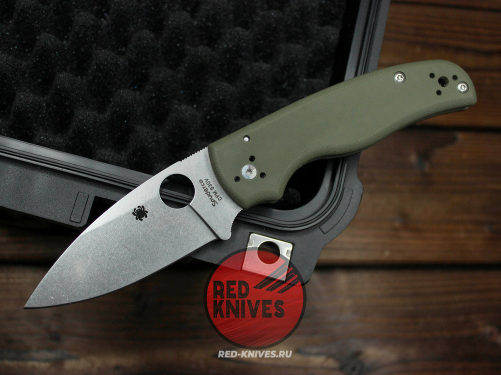 Нож Spyderco Shaman FP - рукоять зеленый OD G10, клинок плейн