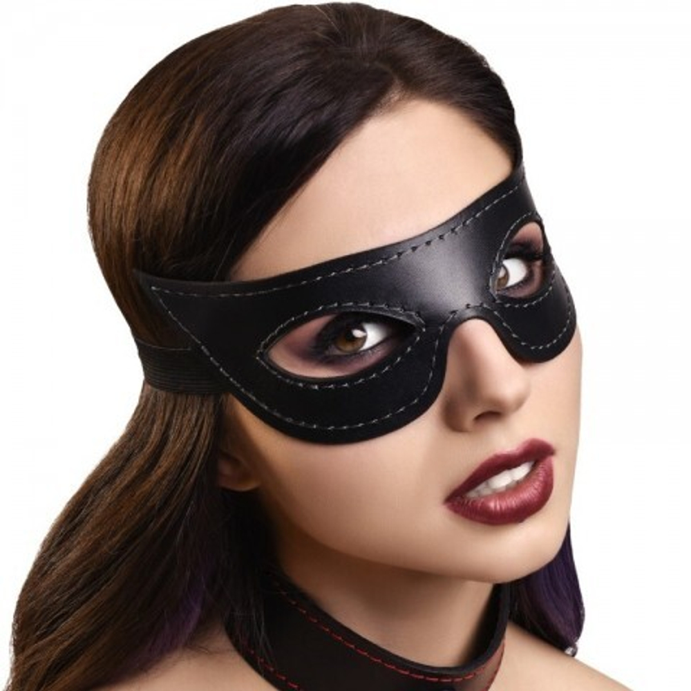 Открытая маска из натуральной кожи, острая