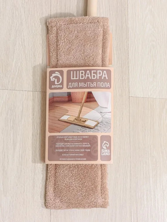 Швабра для мытья пола плоская Доляна, насадка микрофибра 42×12 см, 50 гр, металлическая ручка 119 см, цвет МИКС