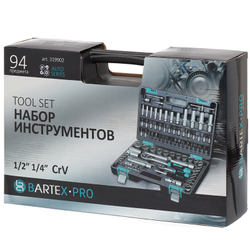 Набор слесарных инструментов Bartex, 1/2", 1/4", CrV сталь, кейс, 94 пр, шт