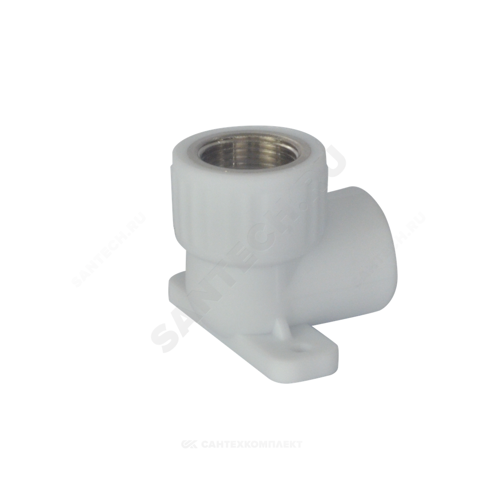Угольник PP-R комбинированный белый Дн 25х1/2" ВР с креплением VALFEX 10120025