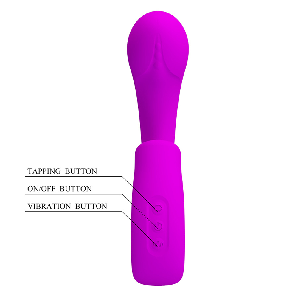 Лиловый вибратор с вакуумным стимулятором клитора Pretty Love Sibel Tapping Rabbit G Vibrator Fuchsia BI-300098