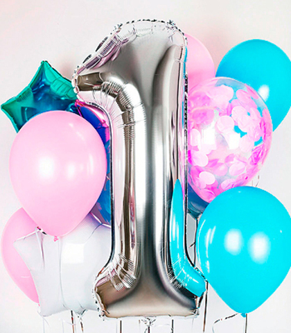 02_Букет из 12 шаров + одна цифра