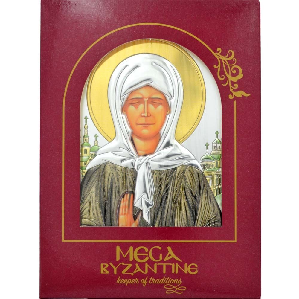 Святая Матрона Московская. Икона в серебряном окладе.