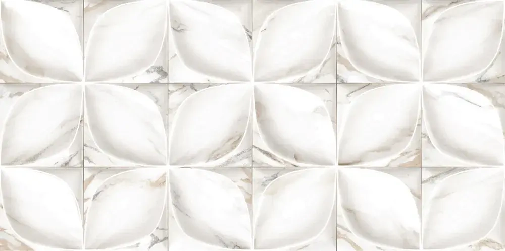 Настенная плитка ALMA Ceramica TWU09LAR014 Laura 50x24.9 белая глянцевая рельефная под мозаику