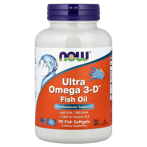 NOW Foods, Ultra Omega 3-D™, рыбий жир, 90 капсул из рыбьего желатина