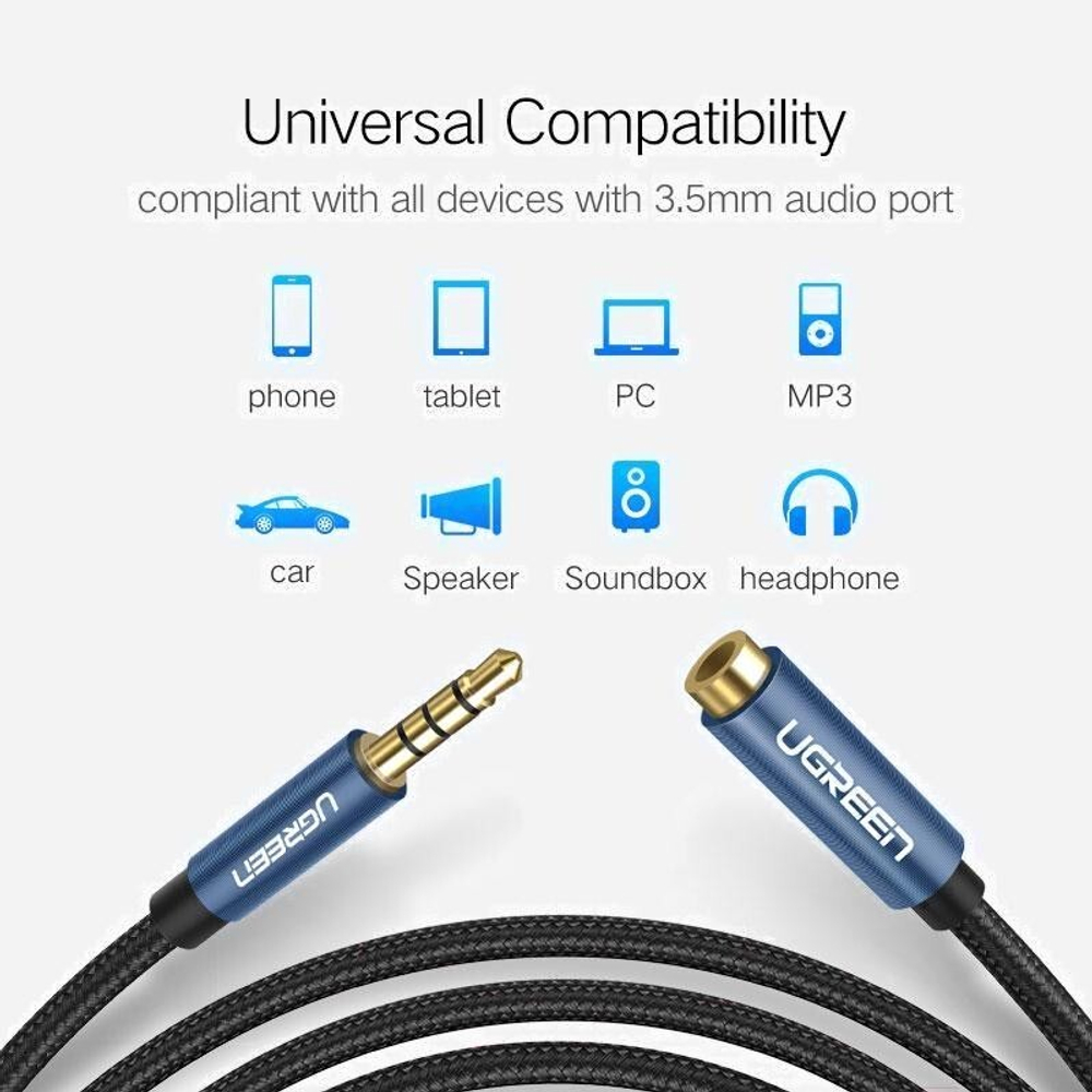 Кабель Audio 3.5mm - Audio 3.5mm, 2m. UGREEN 40675
