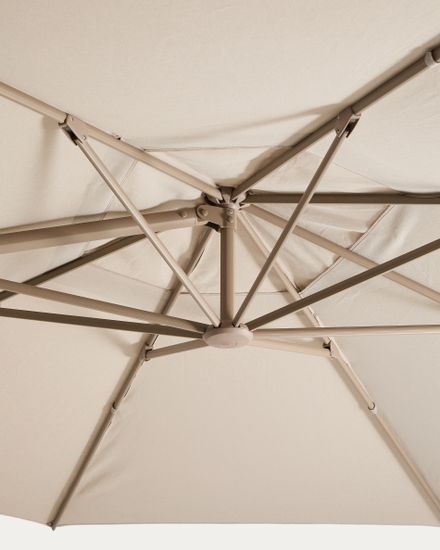 Бежевый консольный зонт Noli с алюминиевой конструкцией цвета таупе, 300 x 300 см