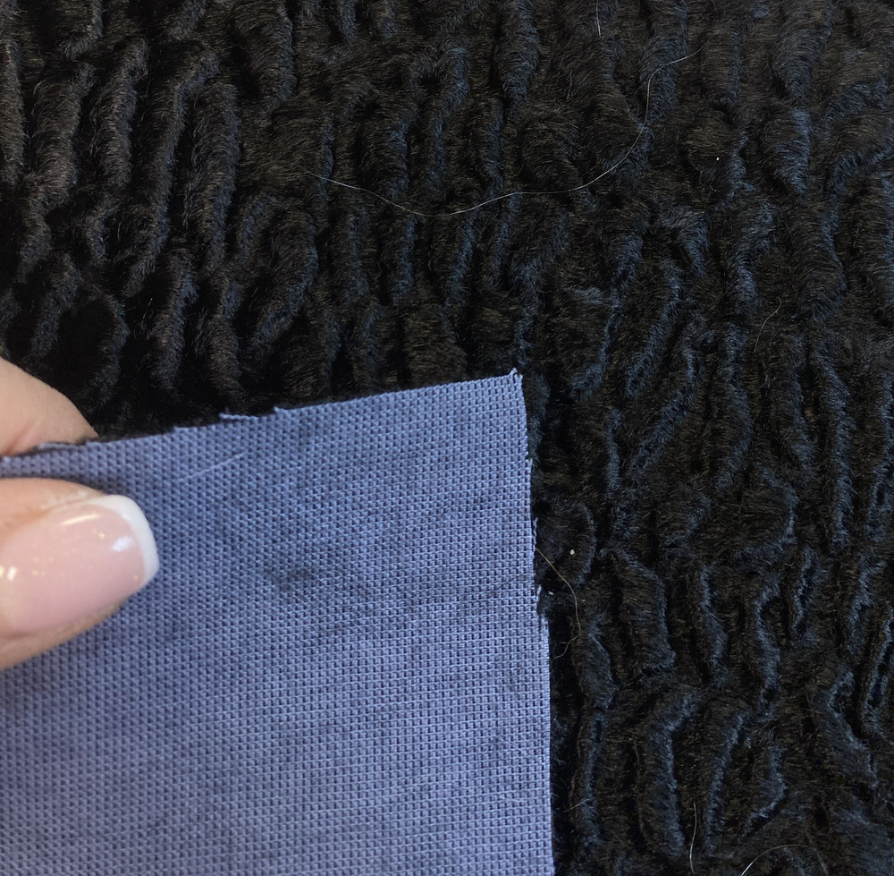 Ткань искусственный мех (Италия) вискоза/хлопок цвет черный цена за 1,6 м