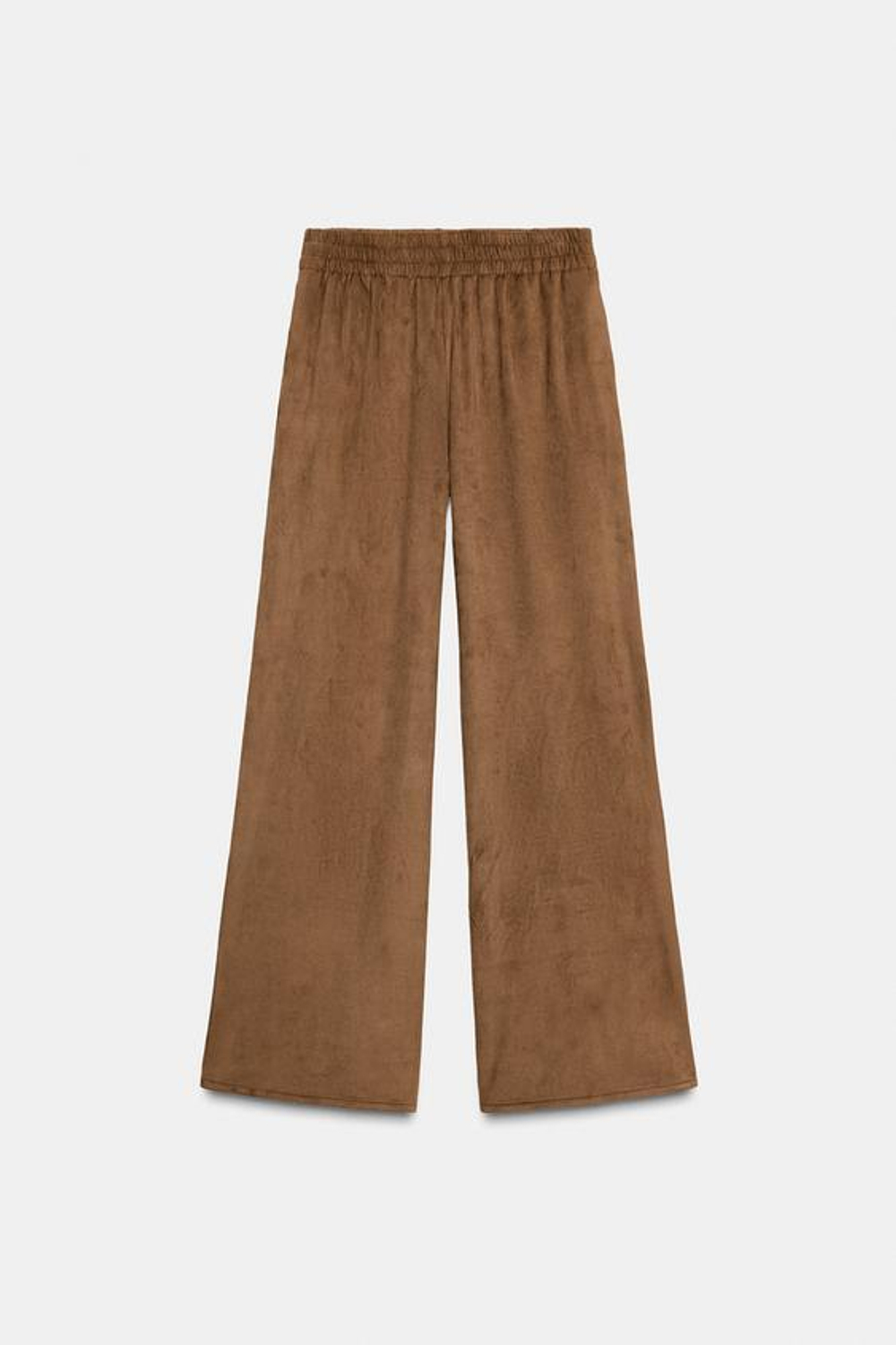 ZARA ШИРОКИЕ БРЮКИ ПОД ЗАМШУ, СВЕТЛО-КОРИЧНЕВЫЙ