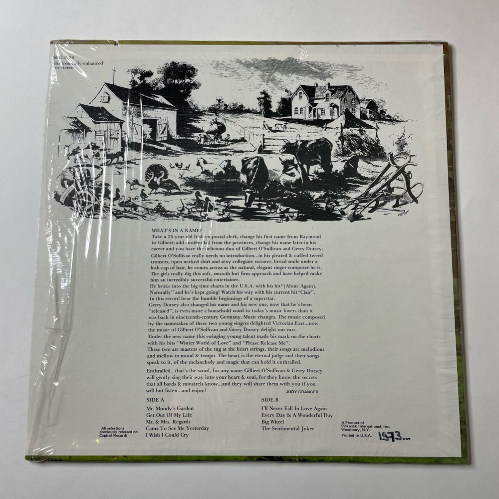 Винтажная виниловая пластинка LP Gilbert O'Sullivan and Gerry Dorsey Humble Beginnings Of England (USA 1973)