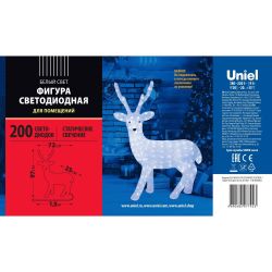 ULD-M6393-200-STA WHITE IP20 DEER-1 Фигура светодиодная Олень-1. 72x97см. 200 светодиодов. Белый свет. Провод прозрачный. TM Uniel