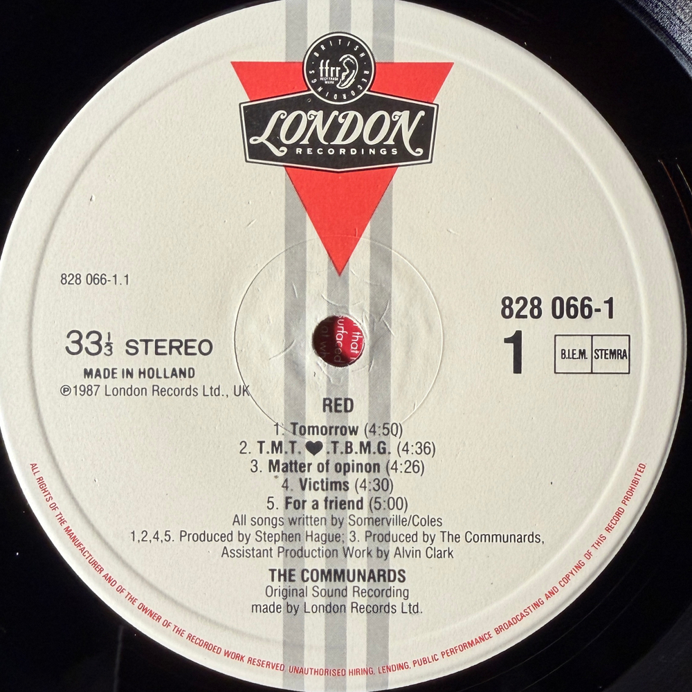 The Communards ‎– Red (Голландия 1987г.)