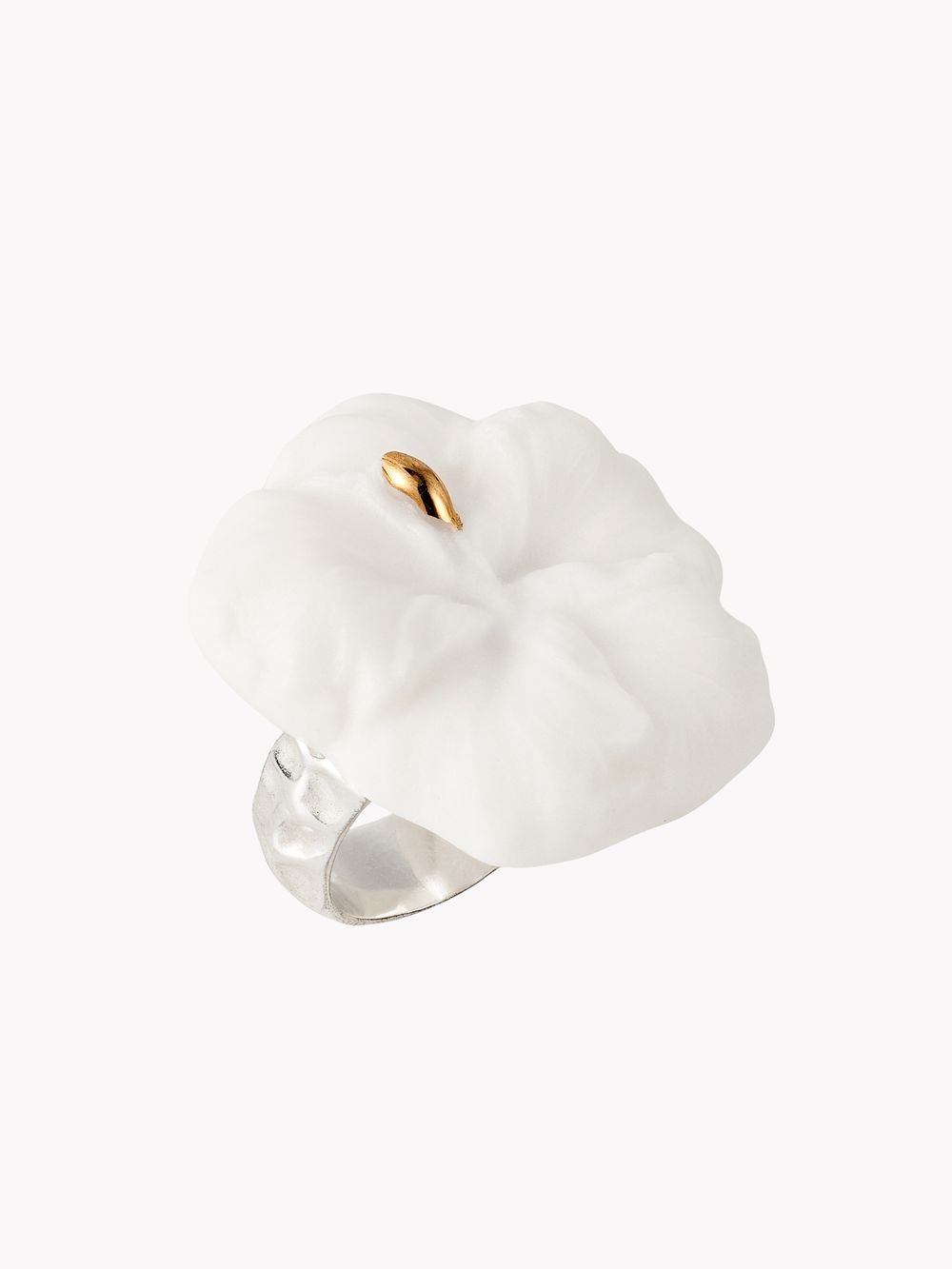 Кольцо Гибискус L, белый фарфор