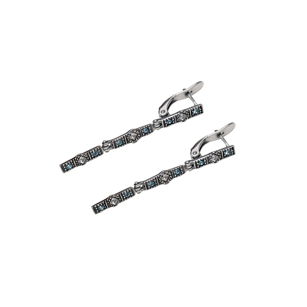 "Лента" серьги  в серебряном покрытии из коллекции "Стиль" от Jenavi с английским замком