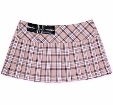 Юбка кремовая в среднюю клетку с 2-я ремешками (006)