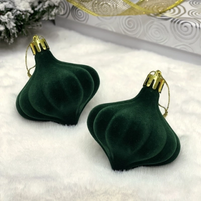 Набор ёлочных украшений VELOUR «Волшебная юла» 8 см (набор 2 шт), Изумруд