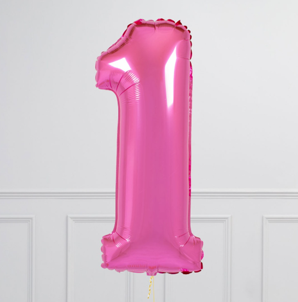 FM Шар 40" / 102 см "Цифра 1" фуксия фуше (БГ-60)  Изображение3