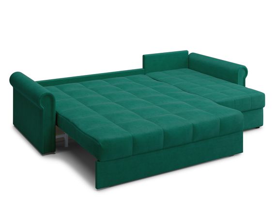 Диван угловой с оттоманкой Палермо 1,6 - Velutto 33 изумрудный/кант 33 изумрудный