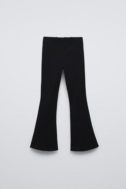 ZARA ТРИКОТАЖНЫЕ РАСКЛЕШЕННЫЕ ЛЕГИНСЫ, ЧЕРНЫЙ