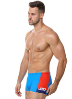 Мужские плавки-боксеры с контрастной брендированной вставкой (Размер: L) (Цвет: голубой)