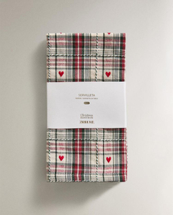 ZARA HOME КУХОННЫЕ ПОЛОТЕНЦА С РОЖДЕСТВЕНСКОЙ ВЫШИВКОЙ В КЛЕТКУ (НАБОР ИЗ 2 ШТ.), КРАСНЫЙ