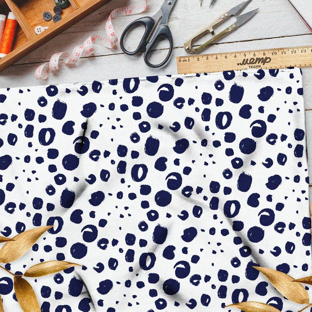 Ткань лен синие пузырьки