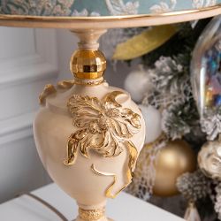 Настольная лампа Флер де Лис Айври с абажуром Тюссо Vatican (Ватикан) Аквамарин