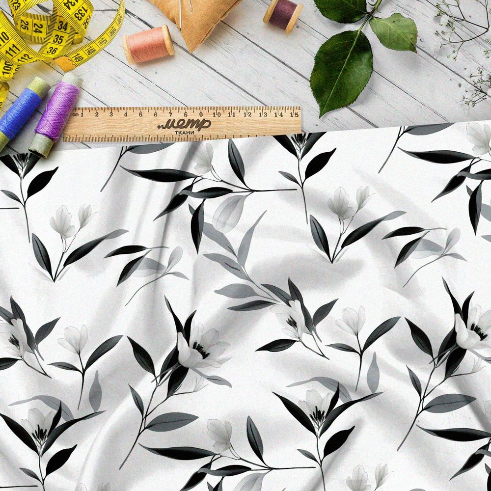Ткань премиум габардин спокойная цветочная мелодия