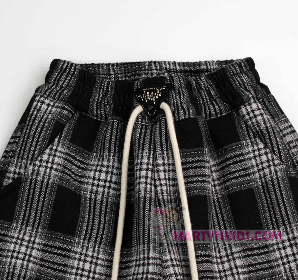 теплые брюки клетка манжеты на резинке плис 4861