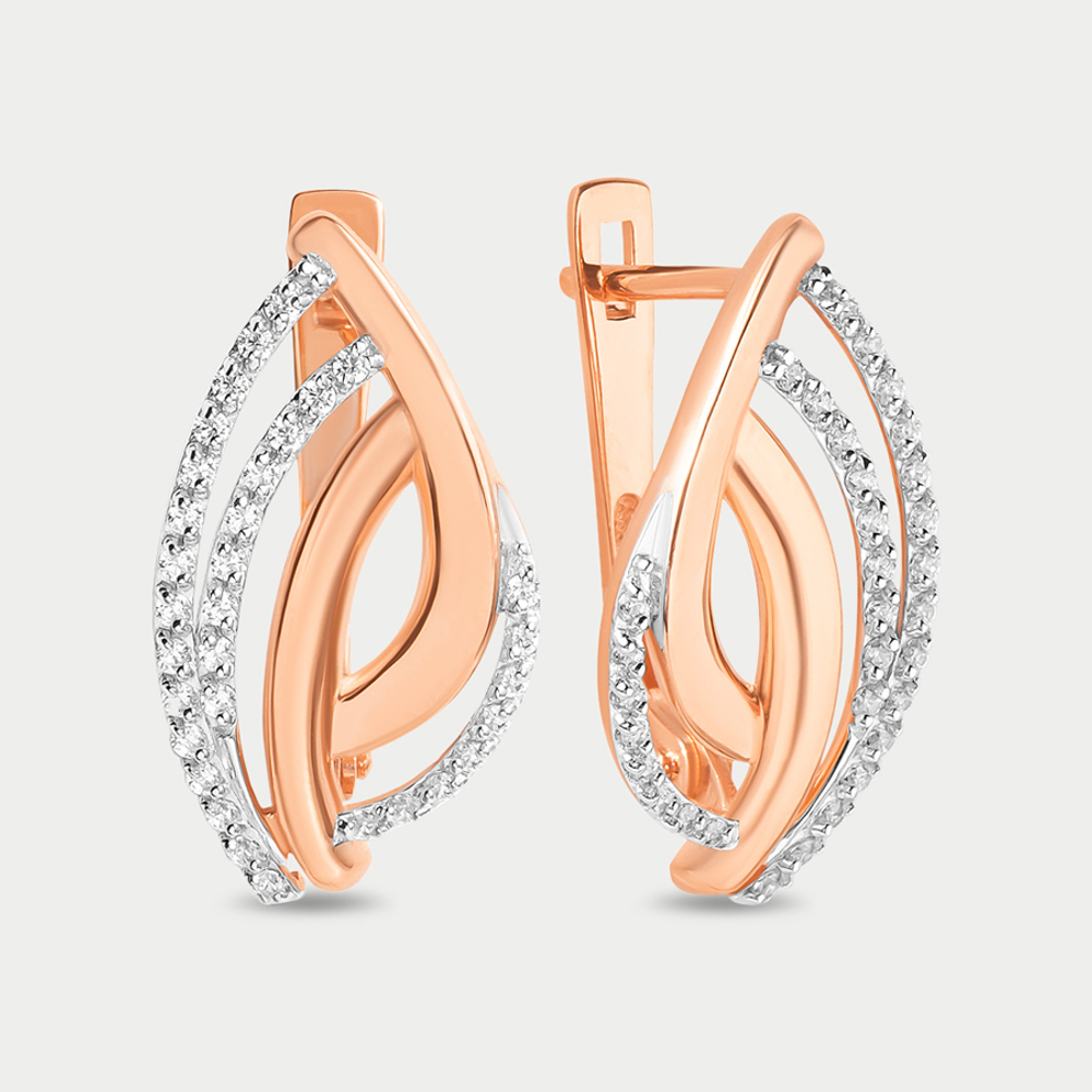 Серьги женские с фианитами из розового золота 585 пробы (арт. 023372-1102)