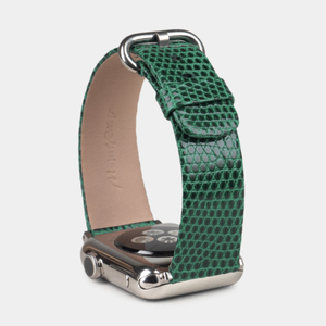 Ремешок для Apple Watch 40/41/42 mm из кожи ящерицы, зеленого цвета