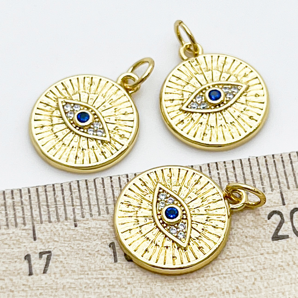 Подвеска Глаз, позолота, фианиты, размер 14*16 мм, цена за 1 шт