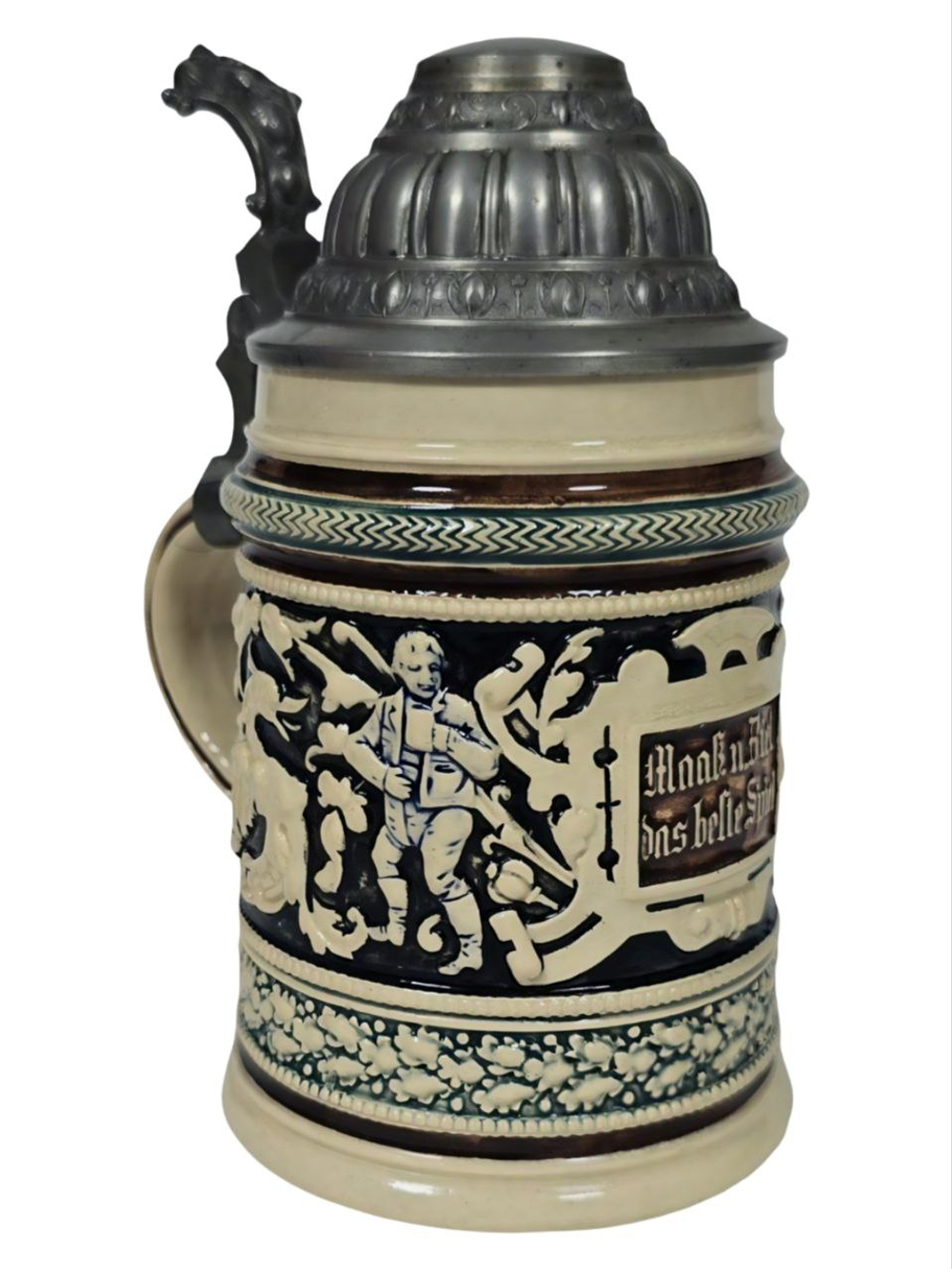 Кружка пивная (керамика с оловянной крышкой) Германия