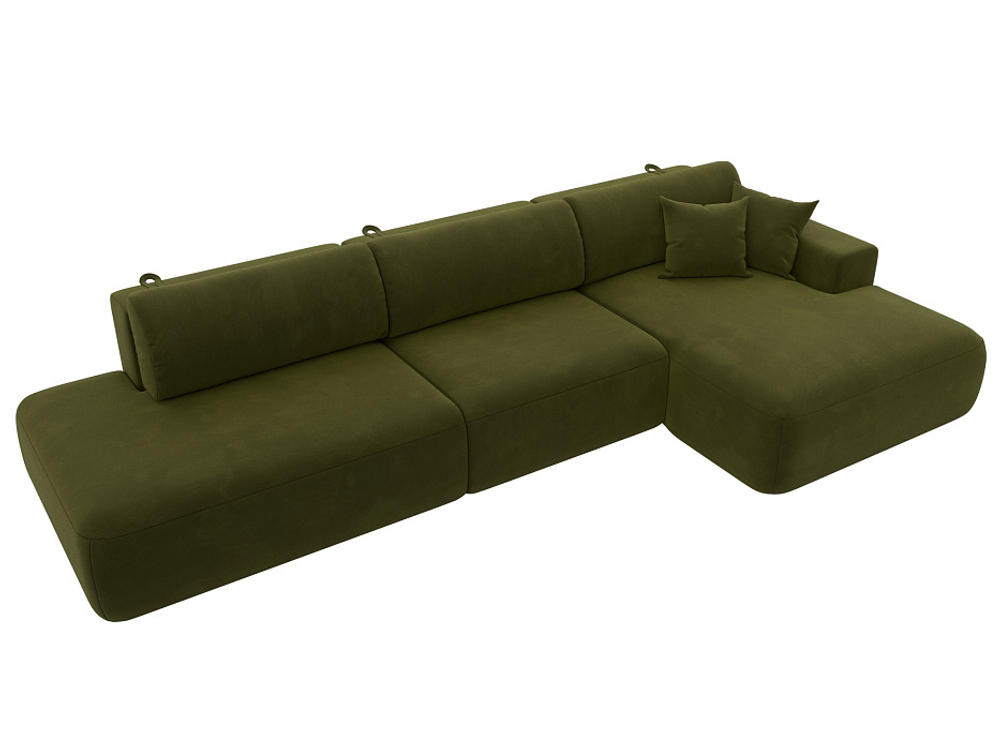 Диван угловой Лига-036 НПБ Модерн Лонг правый угол МИКРОВЕЛЬВЕТ Зеленый