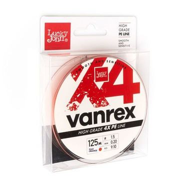 Леска плетёная Lucky John Vanrex х4 BRAID Fluo Orange 125 м, 0,20 мм