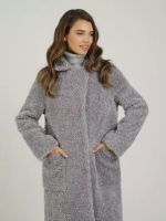 Шуба женская чебурашка тедди пальто из шерсти мериноса, серый, SilverFox